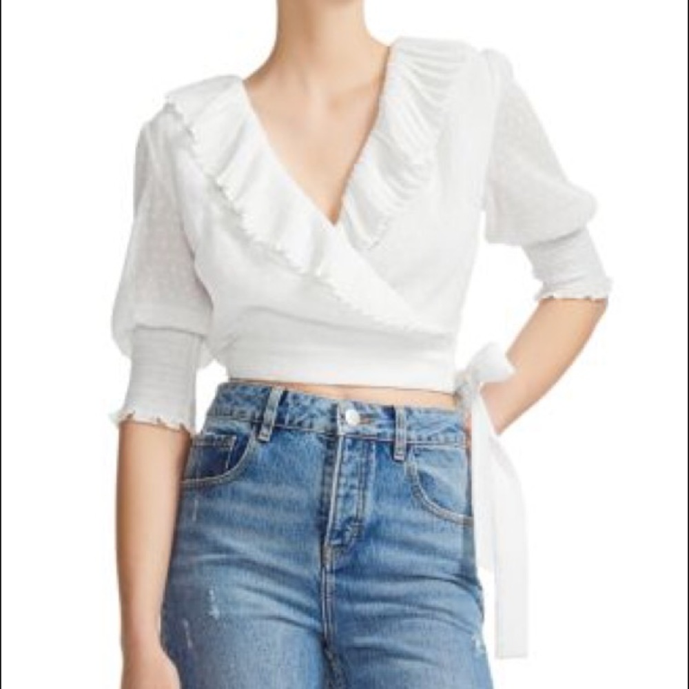 New-Maje Lusty crossover tie top in swiss dot
